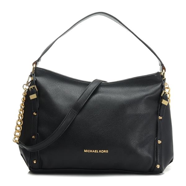 michael kors leigh large shoulder veske svart skinn purse Online-Shop hwul5